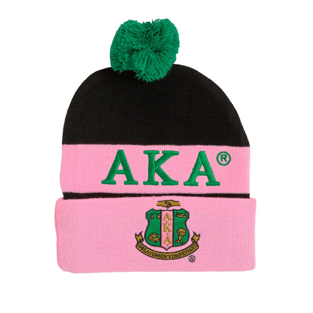 Embroidered Knit Beanie - Alpha Kappa Alpha, Black