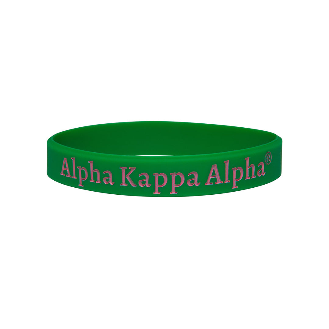 Set of 3, Solid Silicone Wristband - Alpha Kappa Alpha, Green