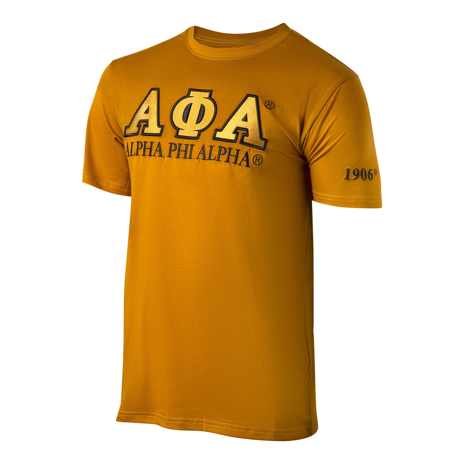 Luxury Embroidered Tee - Alpha Phi Alpha, old Gold