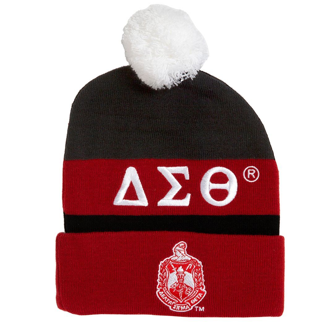 Embroidered Knit Beanie - Delta Sigma Theta, Black