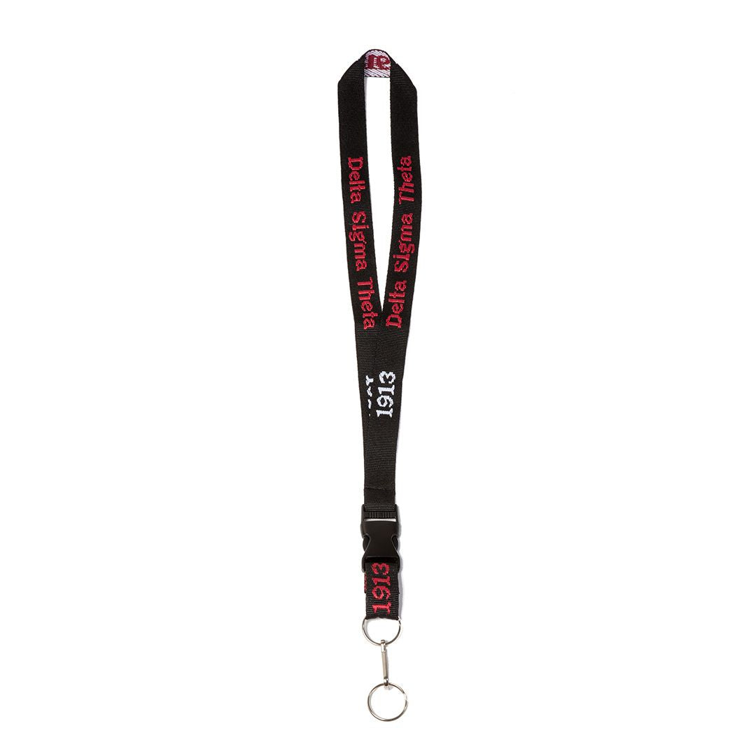 Woven Embroidered Lanyard - Delta Sigma Theta, Blacl