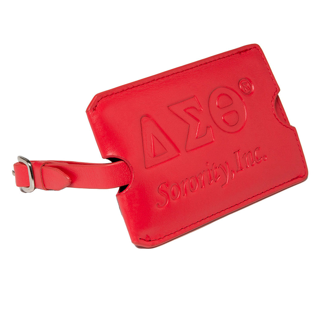 Leather Luggage ID Tag - Delta Sigma Theta, Red