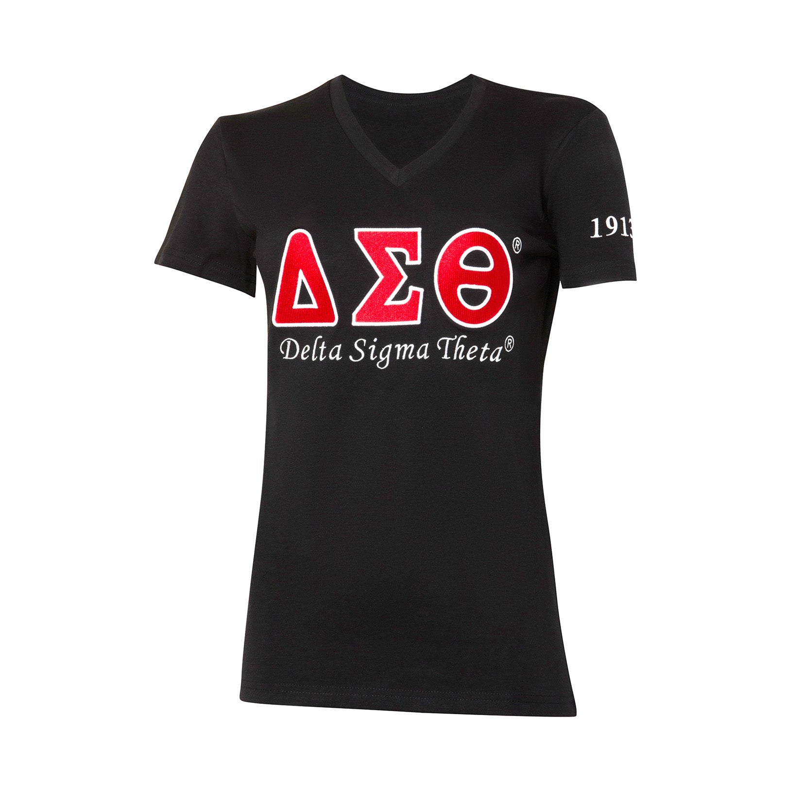 Luxury Embroidered Tee - Delta Sigma Theta, Black
