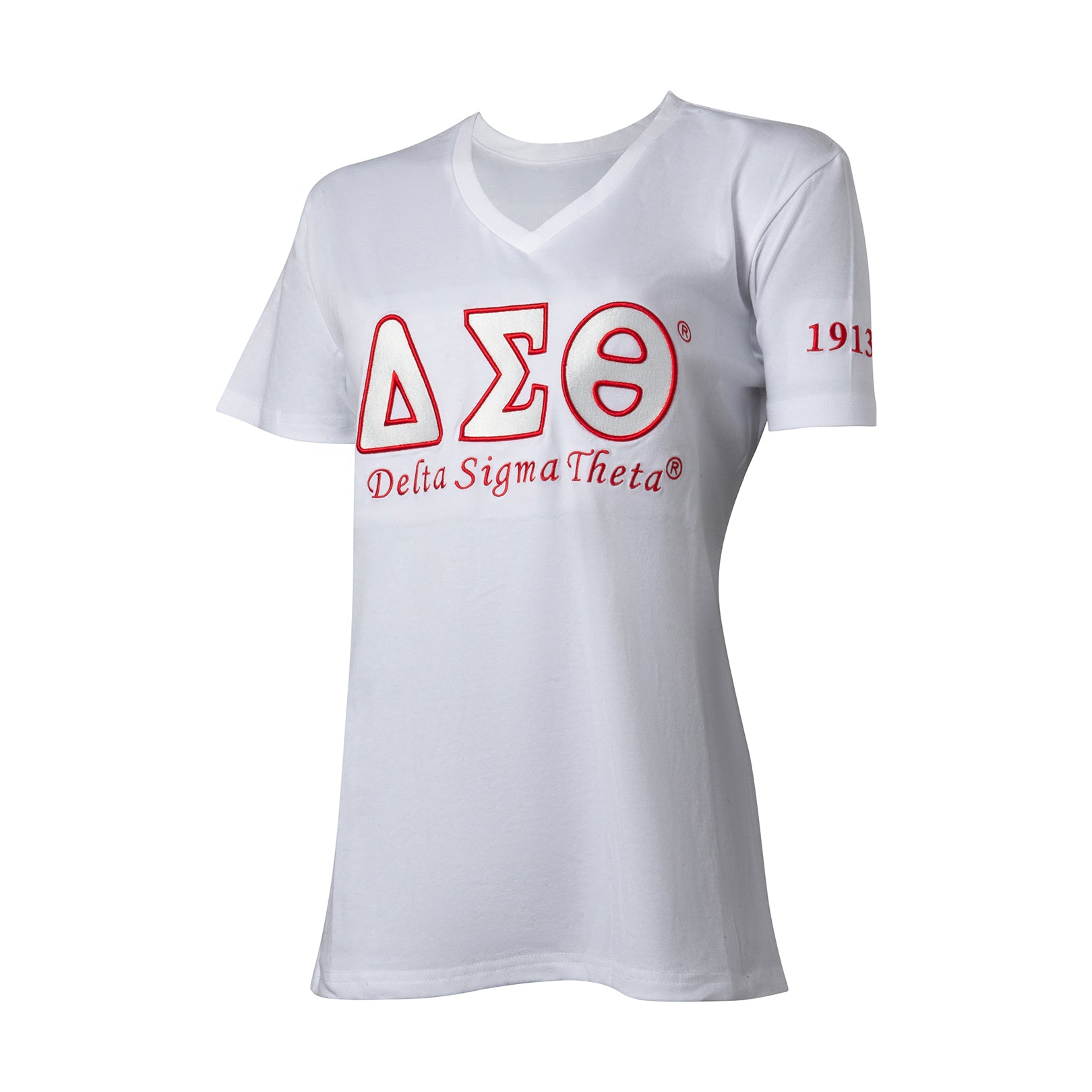 Luxury Embroidered Tee - Delta Sigma Theta, White