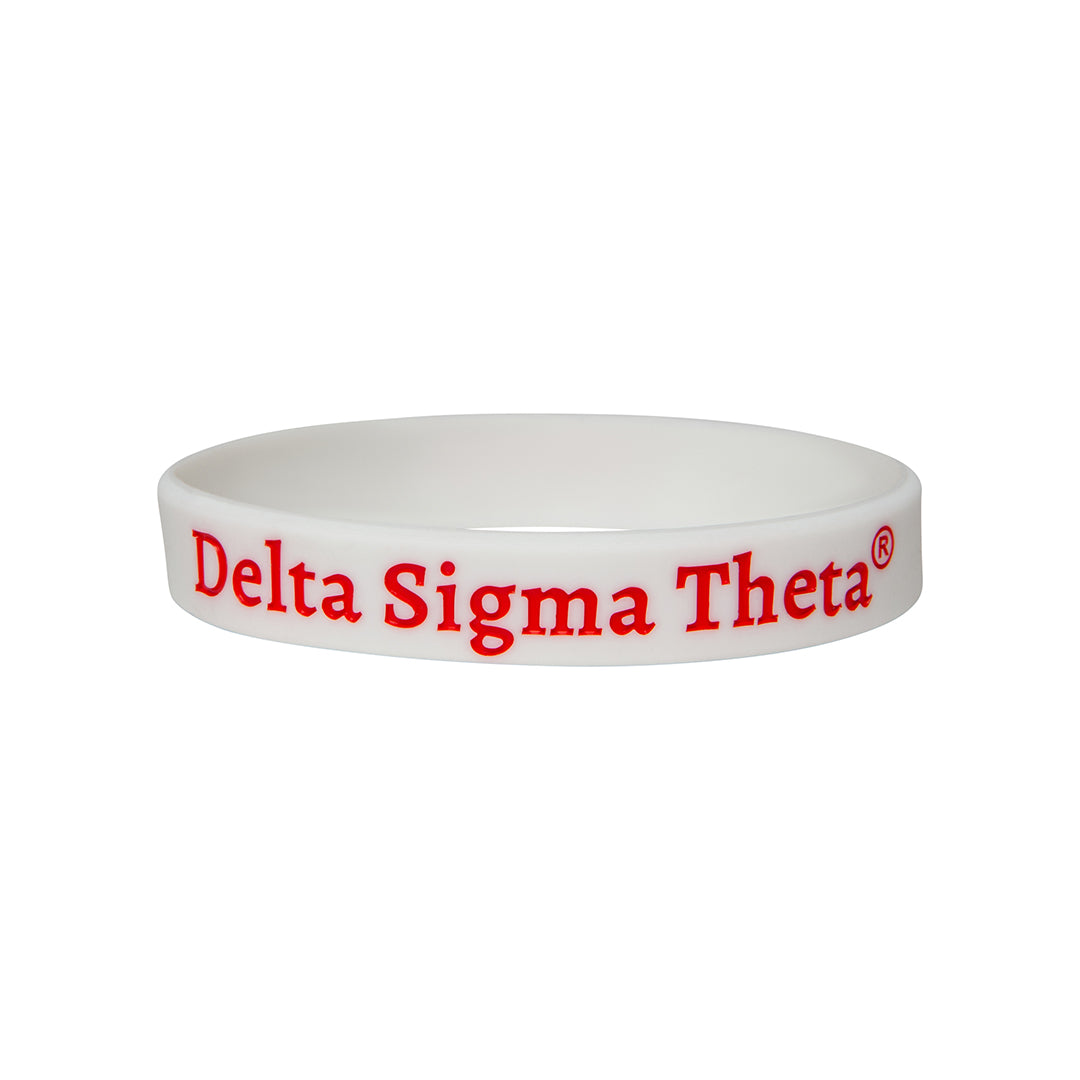 Solid Silicone Wristband - Delta Sigma Theta, White