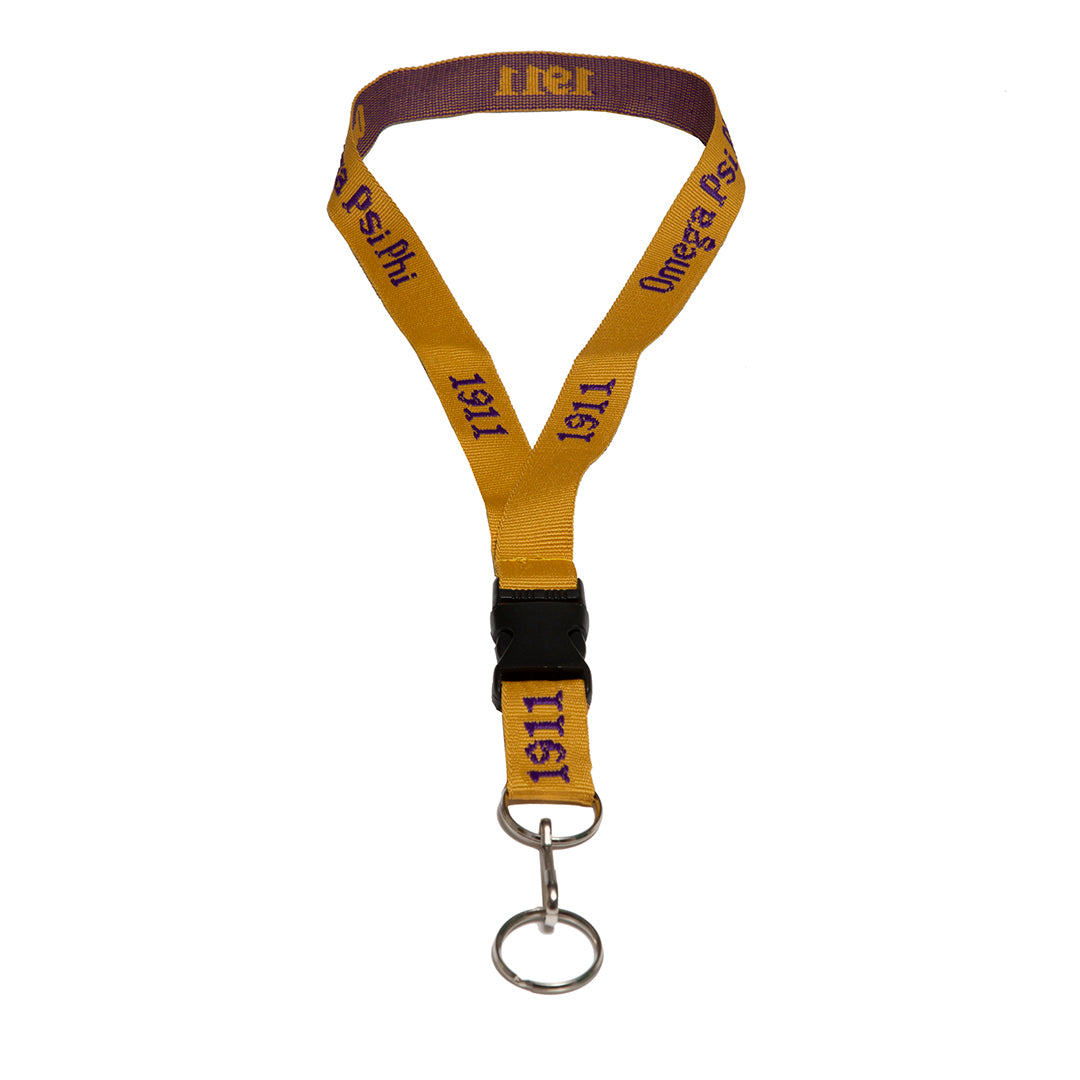 3x Woven Embroidered Lanyard - Omega Psi Phi, OldGold