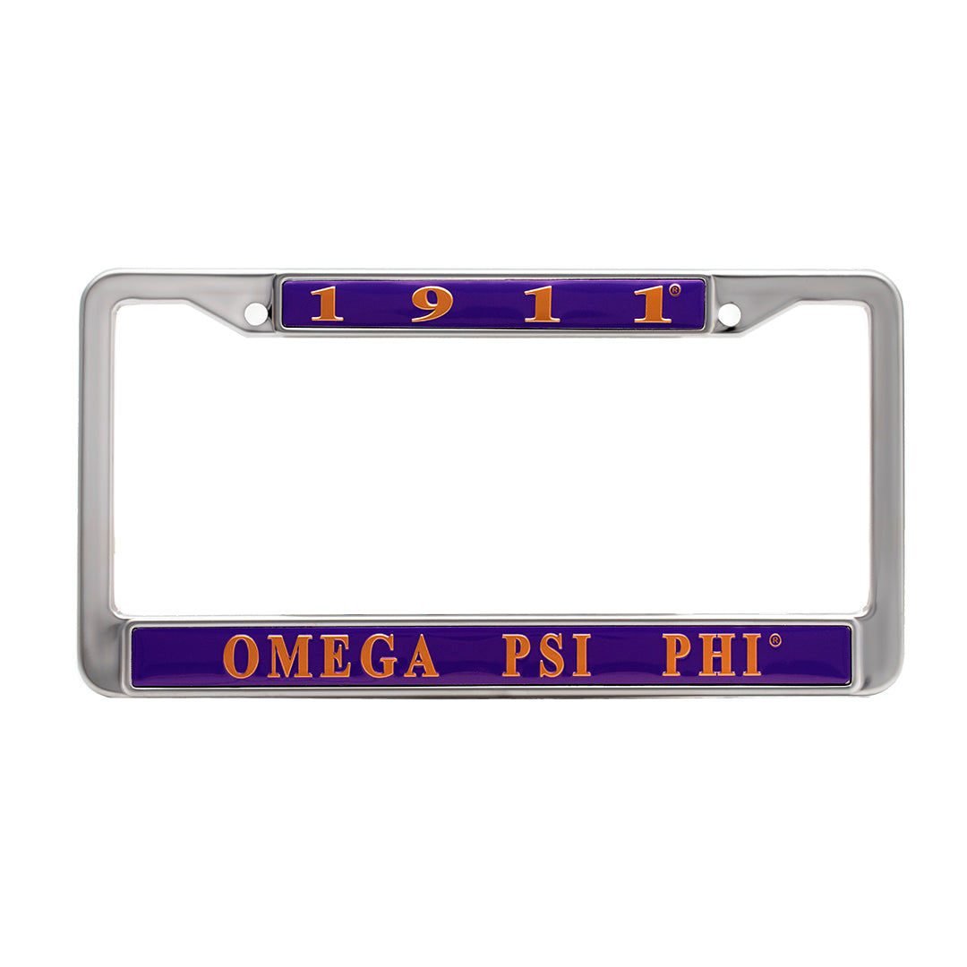 3x License Plate Frame - Omega Psi Phi, Purple