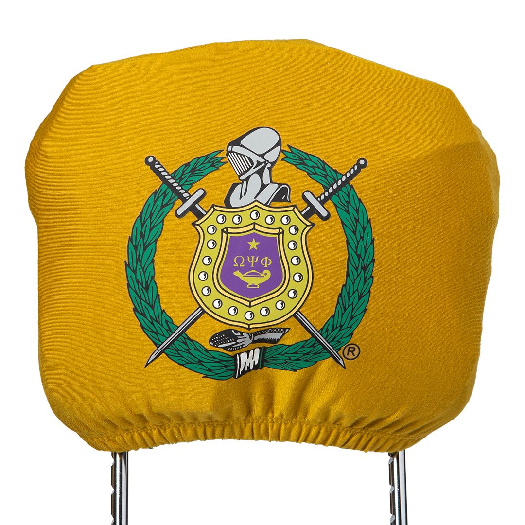Car Seat Headrest Cover - Omega Psi Phi, OldGold