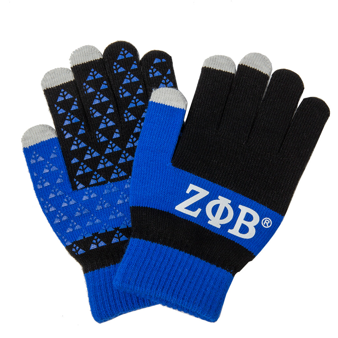 Knit Texting Gloves - Zeta Phi Beta, Black
