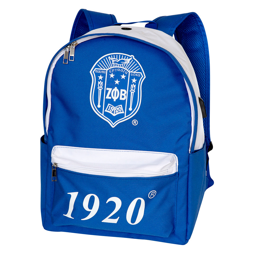 USB-Port Backpack - Zeta Phi Beta, Blue