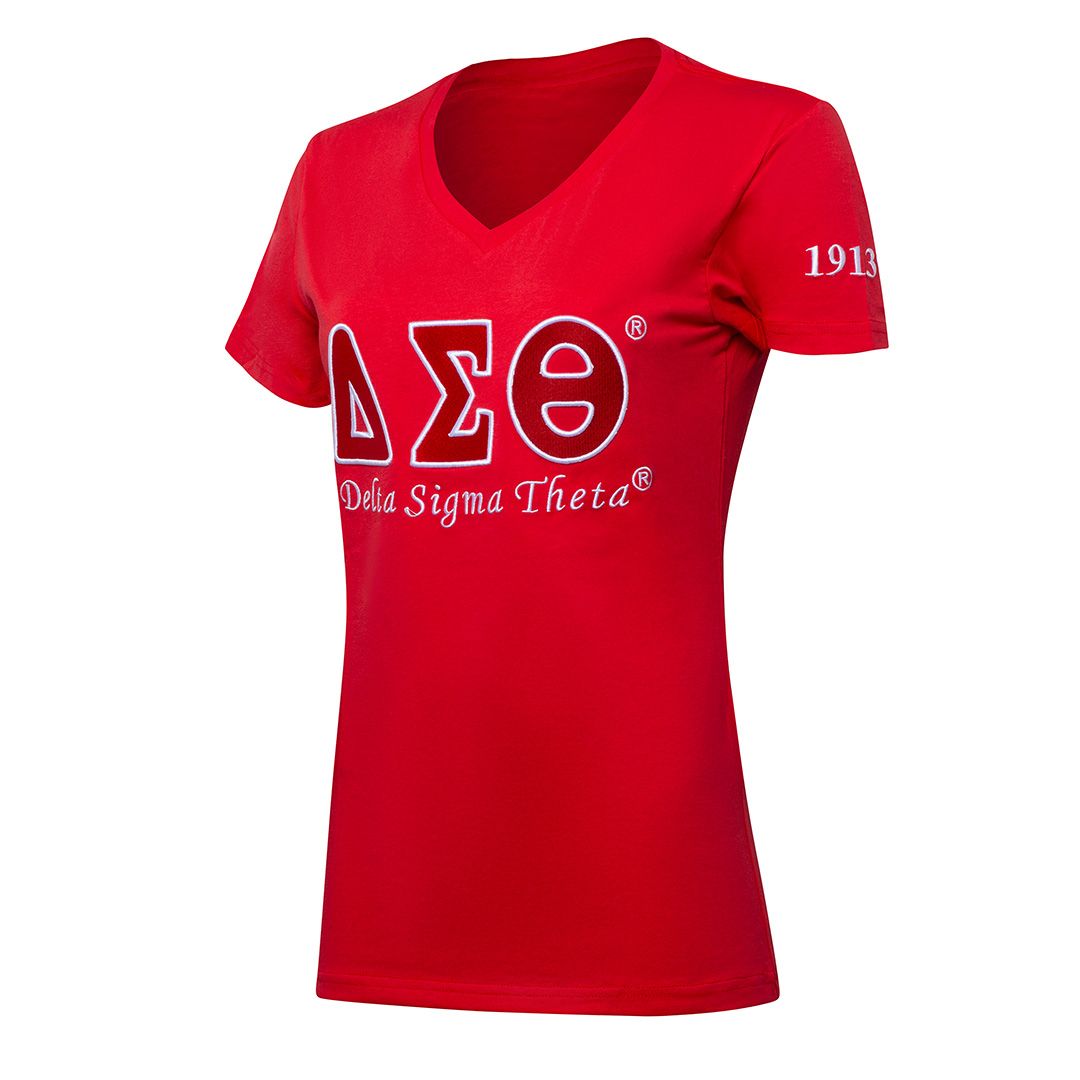 Luxury Embroidered Tee - Delta Sigma Theta, Red