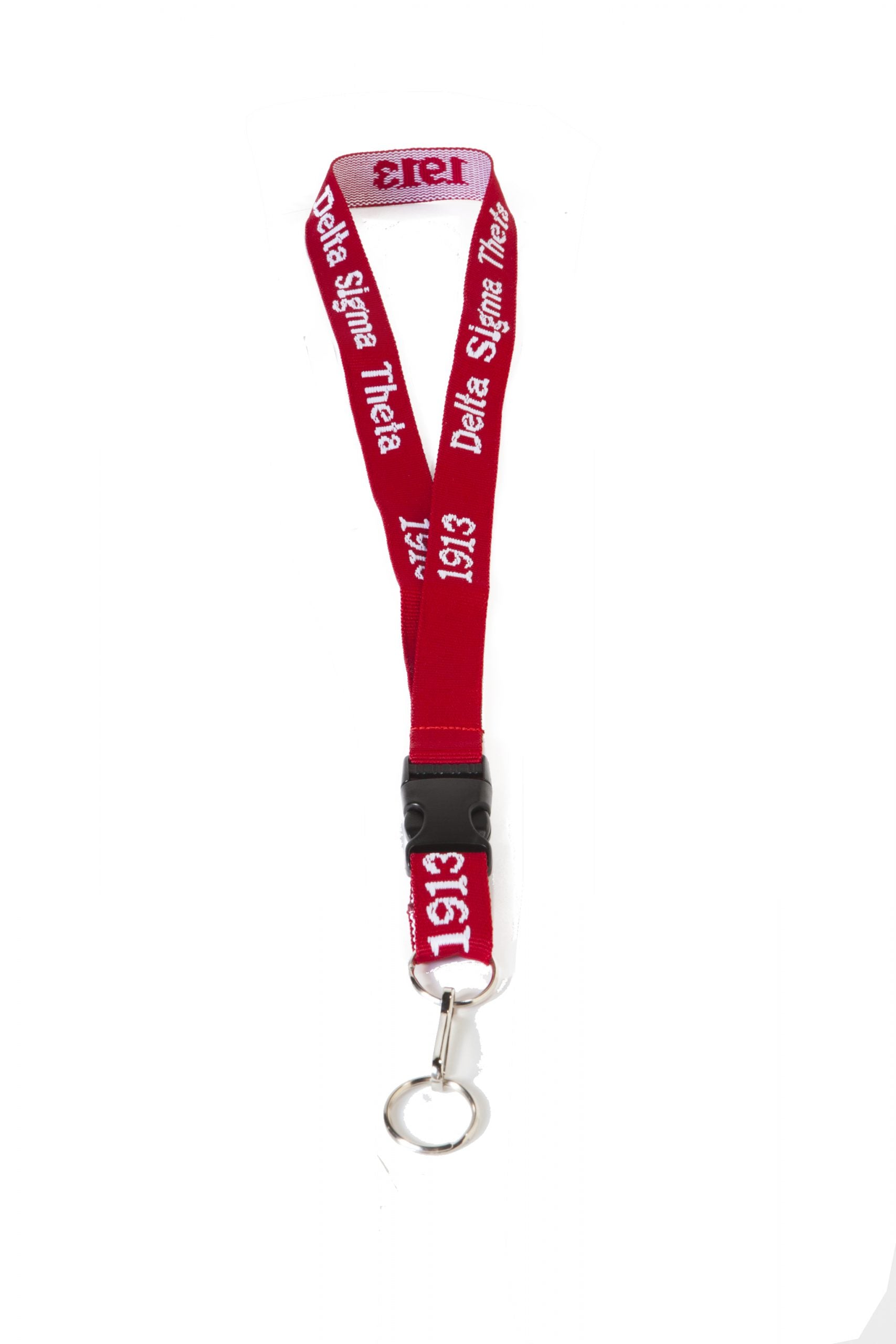 Woven Embroidered Lanyard - Delta Sigma Theta, White