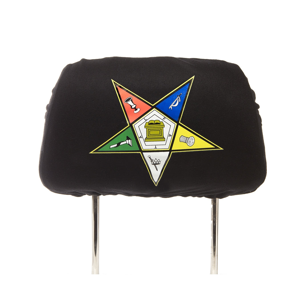 2x Car Seat Headrest Cover - Eastern Star, Black