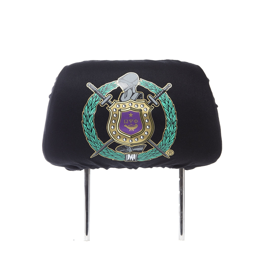 Car Seat Headrest Cover - Omega Psi Phi, Black