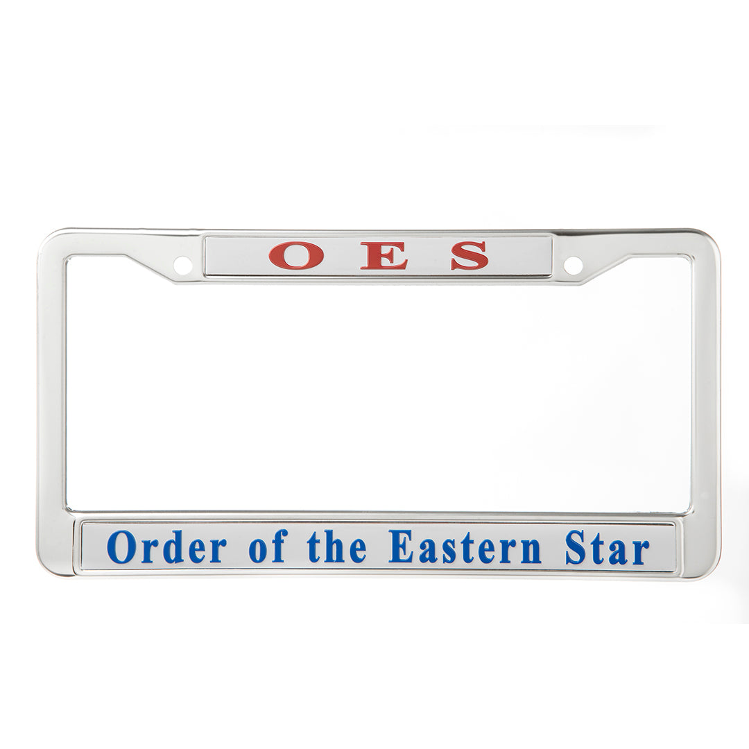 2X License Plate Frame - Eastern Star, White